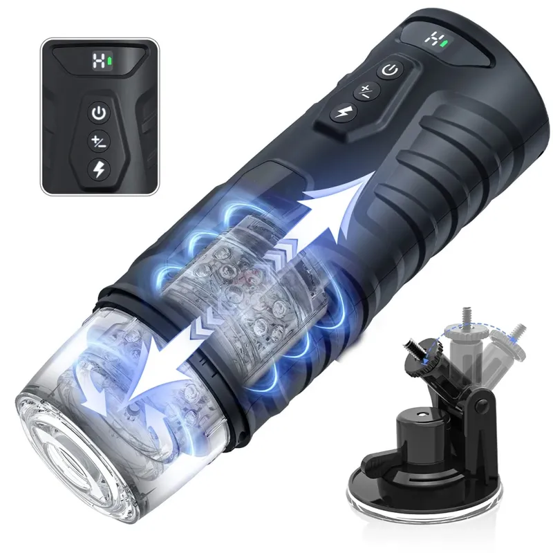 Automatic Masturbator for Men Telescopic Rotation Masturbation Cup with Handle Phone Stand Adult Goods Sex Toy for Men 18+