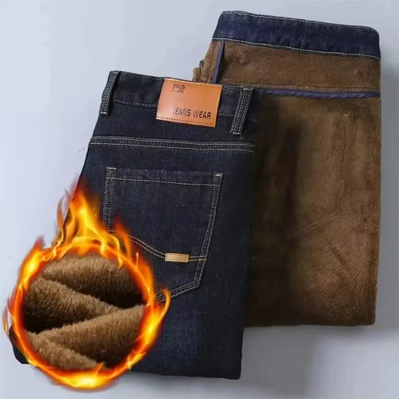 Men's Reflective Fleece-Lined Jeans - Thick Warm Lining Durable Denim & Reflective Trim Safe for Winter Night Commute & Casual — image 3