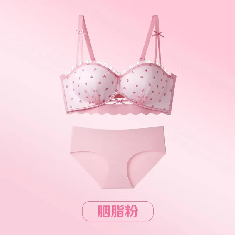 Pure Aesthetic French Lace Half Cup Bra 2026 New for Small Bust Push Up Anti Sag Soft Comfort Women Daily Lingerie Bra 32-38 Set — image 11