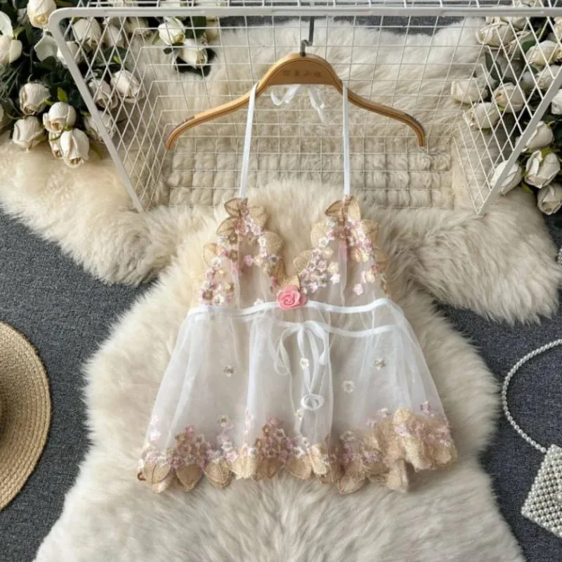Woman Embroidery Floral Mesh Fashion Sexy Dress Chinese Style Short Sleeve Split Hollow Out Cheongsam New Gauze Sheer Dress — image 28