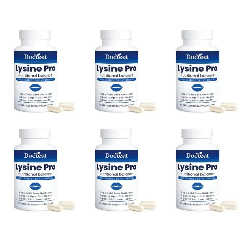 Lysine Pro Capsules with Probiotics and Vitamin C for Skin Health and Digestive Balance and Zinc for Men Women 60 Capsules