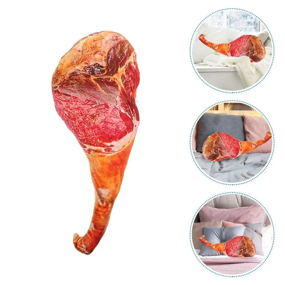 3D Ham Design Pillow Comfortable Cushion for Living Room Bedroom Nap Funny Decorative Meat Shape Throw