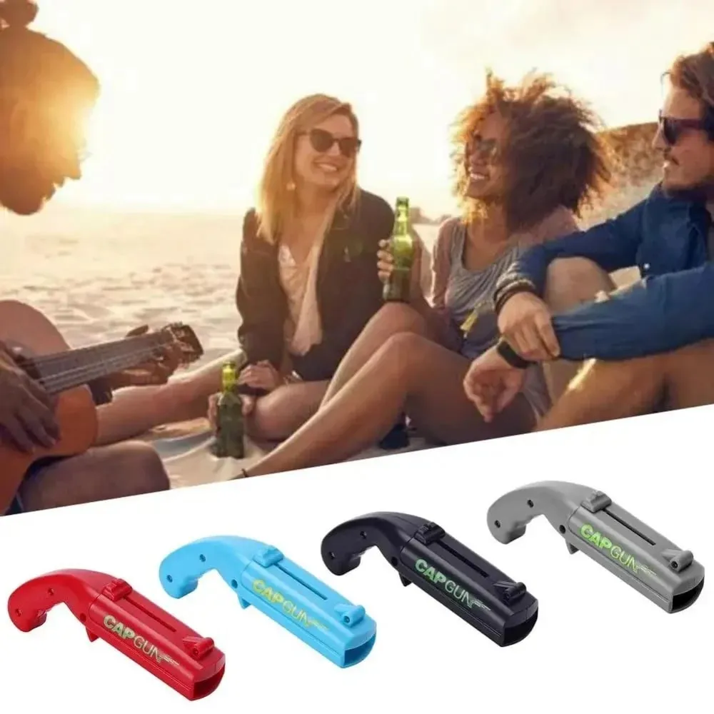 Portable Creative Cap Gun Flying Cap Launcher Beer Bottle Opener Novelty Fun Beverage Opener Tool Kitchen Party Gift Accessories — image 2