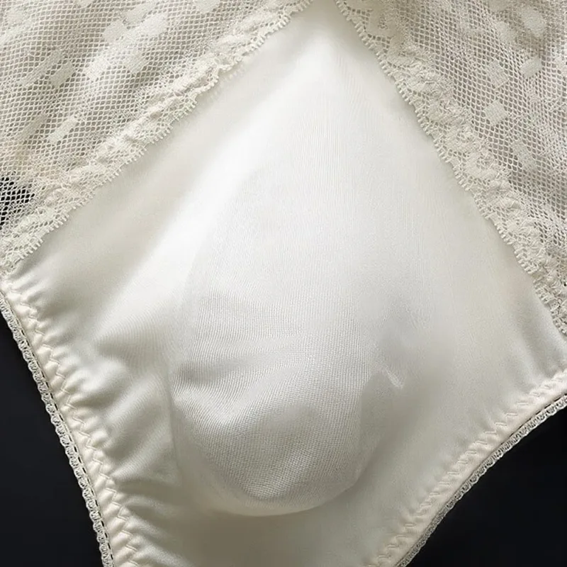 Men's Thong Underwear Made of 81.7% Polyester 18.3% Spandex Ice Silk Blend with Lace Trim and 3D Bulge Pouch Solid G String — image 12