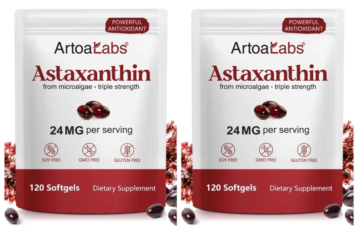 Astaxanthin Softgels 24mg Triple Strength Kraftfuld antioxidant Øjensundhedsstøtte Mikroalger Sojafri Glutenfri 120 Antal — image 8