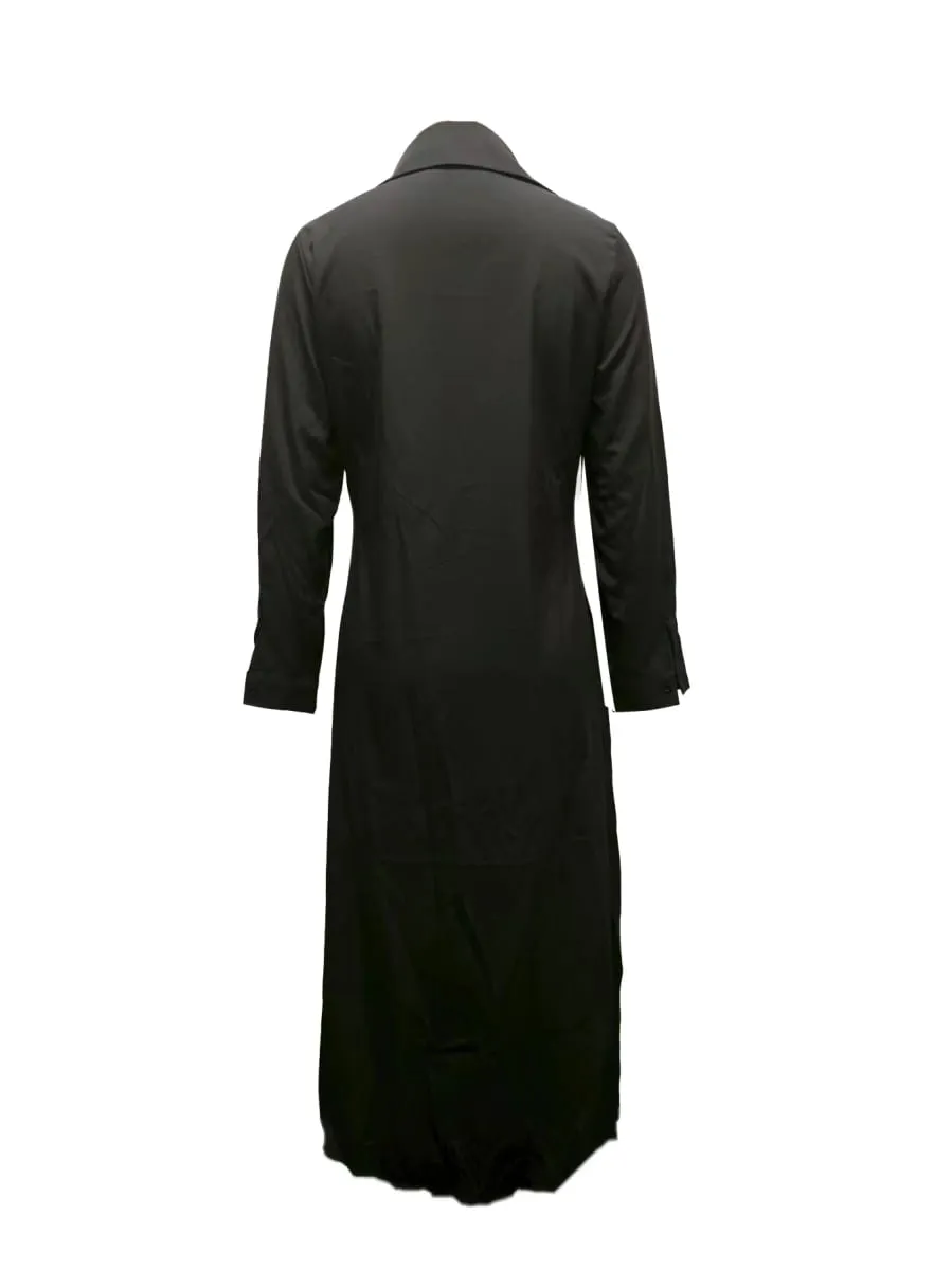 Women Long Sleeve Button Front Maxi Dress with Side Split Elegant Casual Shirt Dress for Daily Wear