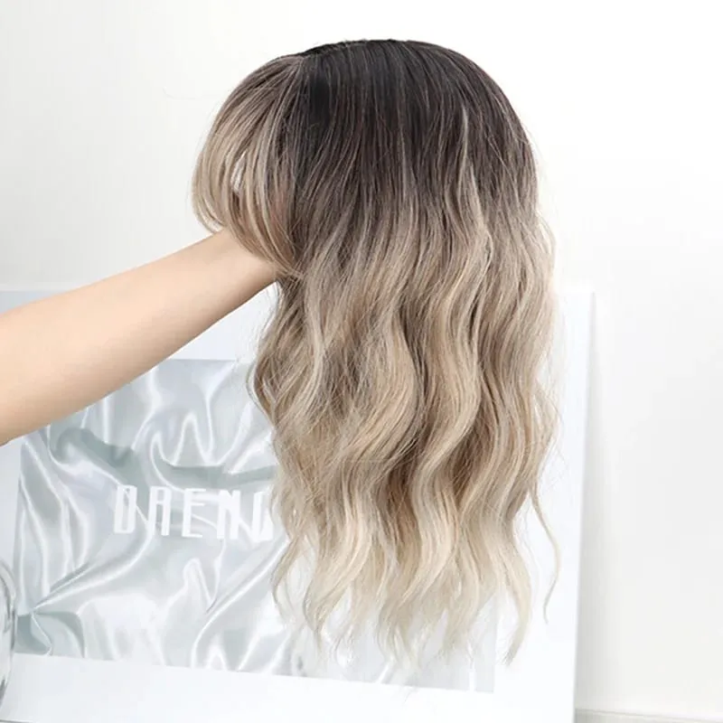 14Inch Synthetic Short Ombre Wavy Curly Topper Hair Extension for Women Clip In Top Hair Replacement Fiber Hair Accessory