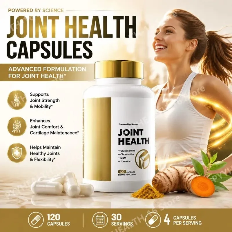 Joint Health Capsules with Glucosamine Sulfate Chondroitin Sulfate MSM Turmeric Boswellia Extract Mobility Support 120 Capsules
