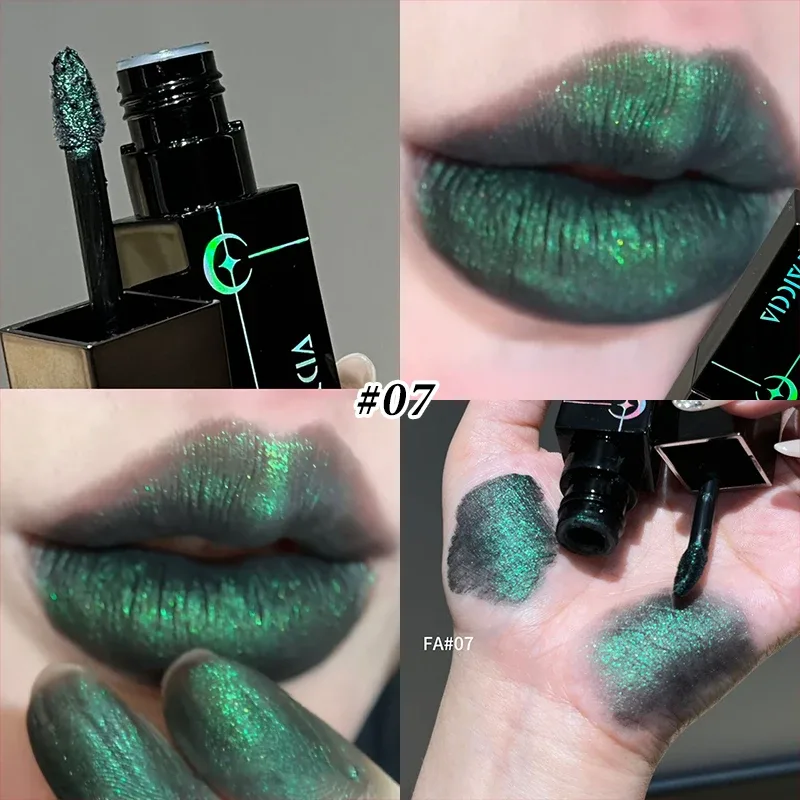 8 barev Glitter Watery Lip Gloss Diamond Perleťová metalická rtěnka Trvalá hydratační nelepivá Halloween party make-up