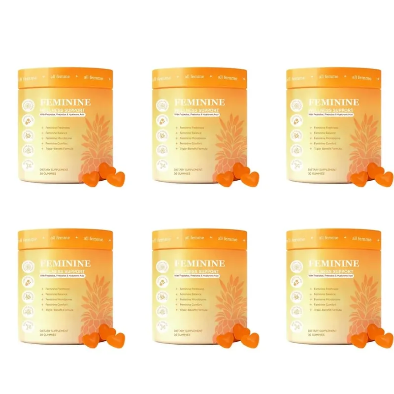 All Femme Chewable Feminine Wellness Support Gummies with Probiotics Prebiotics Hyaluronic Acid Vitamin B6 and Zinc 30 Gummies — image 12