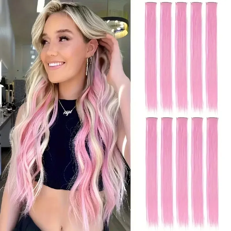 24Inch Synthetic 10pcs Long Straight Clip‑in Hair Extension Easy Install Hairpiece for Women Daily Party Hairstyle Accessory
