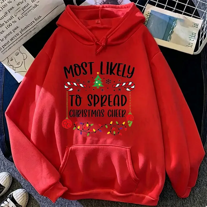 Most Likely To Christmas Family Hoodies Funny Slogan Group Sweatshirts Xmas Gingerbread Man Print Hooded Hoody Holiday Party Top — image 14
