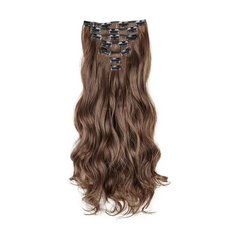 Clip In Hair Extensions 7 PCS Full Head 18Inch Long Curly Wavy Synthetic Hair Pieces Natural Wavy For Women GirlsHair cosplaywig — image 13