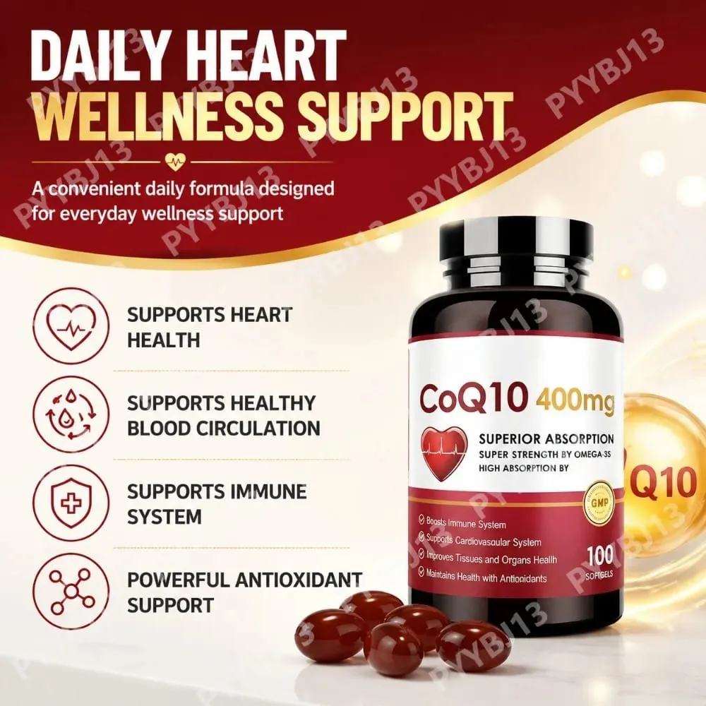 CoQ10 400mg Softgels with PQQ - High Absorption Coenzyme Q10 for Heart Health Energy & Immune Support Non-GMO Gluten Free 60ct — image 3