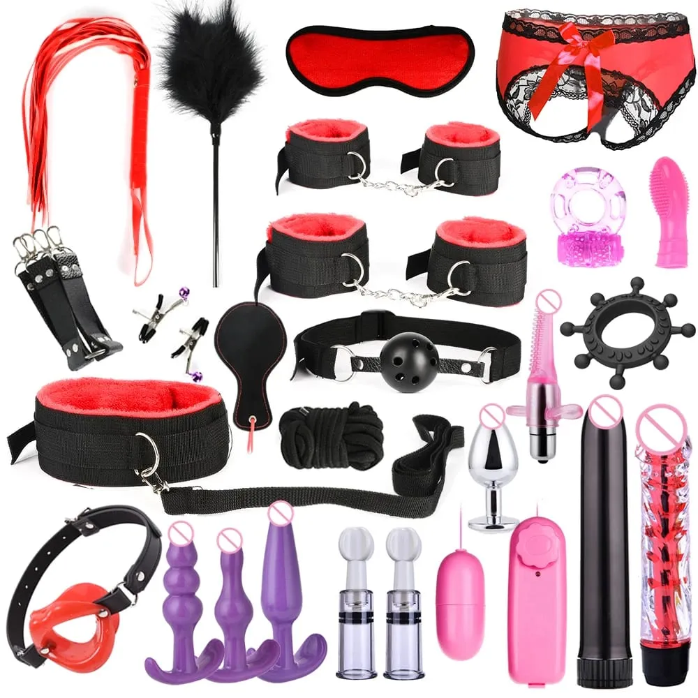 Adult Sex Toy Kits Sets for Sexy Games Bondage Mask Set Feather Handcuffs Ankle Cuff Restraints for Couple Sexual Aids 18+ — image 5