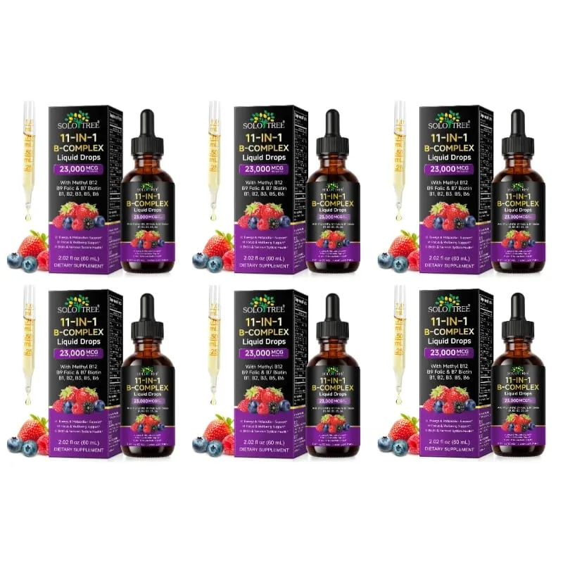 11-in-1 B Complex Liquid Drops with Methyl B12 Folate Biotin for Daily Energy Metabolism Brain Focus & Immune Support 60ml