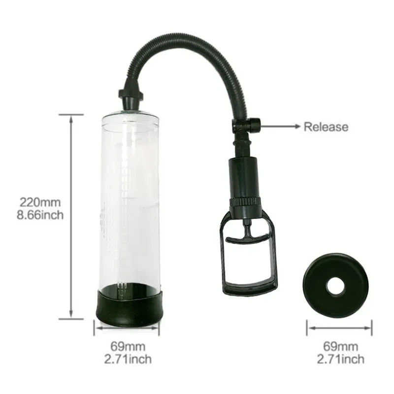 Penis Extender Enlarger Manual Vacuum Pump With Pressure Gauge Cock Exercises Training Device Stronger Bigger Ejaculation 18+
