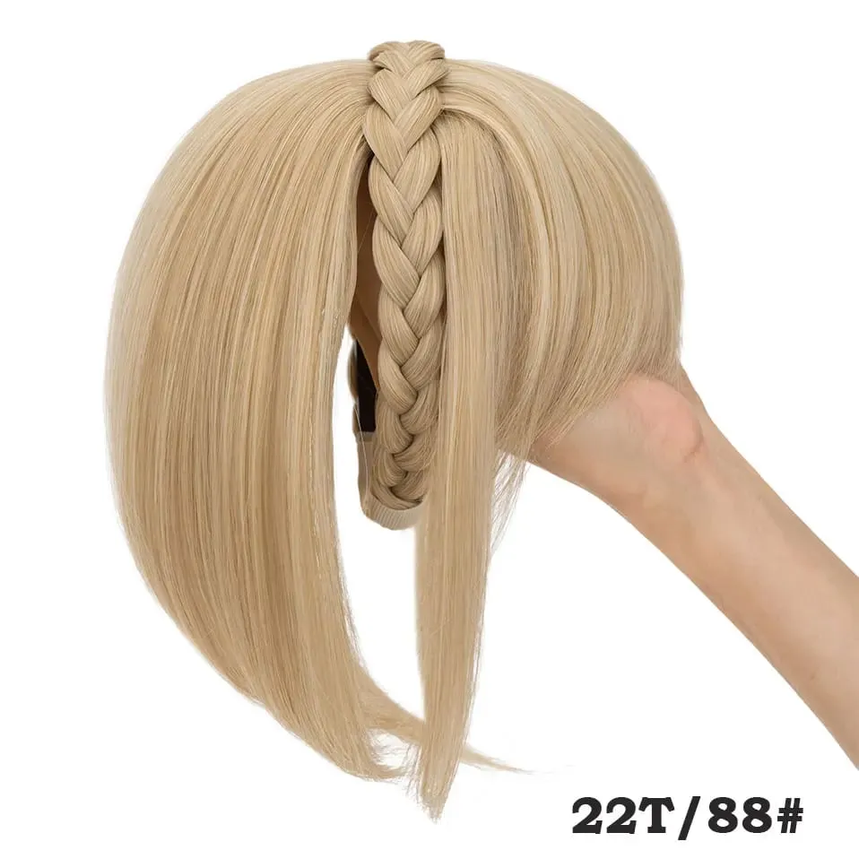 Snoilite 11'' Braided Headband with Clip-In Hair Topper With Bangs Natural Look Synthetic Straight Hair Extensions for Women 92g — image 18