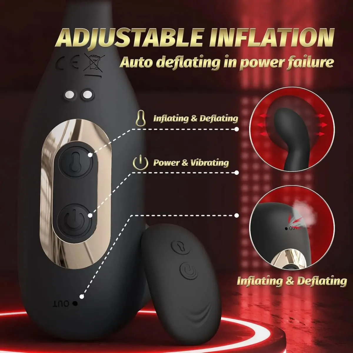 Anal Butt Plug Vibrator with Cock Ring Delay Ejaculation Prostate Massager Remote Control Adult Sex Toys for Men Couples Rings
