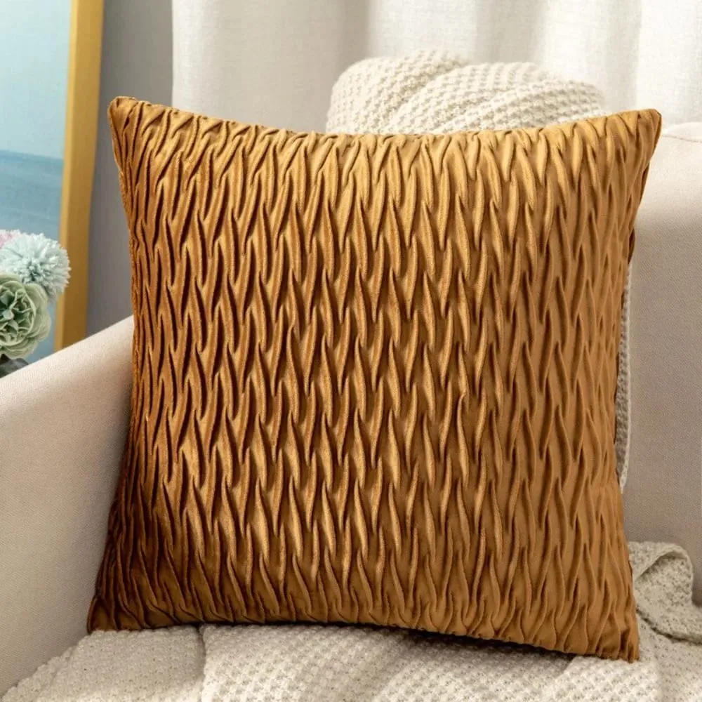 Striped Geometric Velvet Cushion Cover 45x45cm Decorative Throw Pillow Case for Sofa Bedroom Home New Year Decor — image 4
