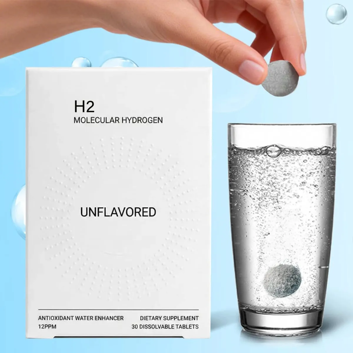 H2 Molecular Hydrogen Water Tablets with Magnesium - Energy Boost - Gluten Free - Antioxidant & Cellular Health Support — image 1