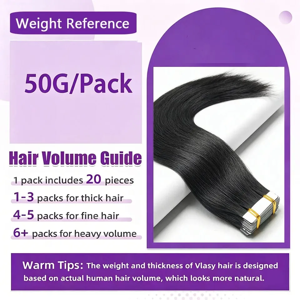Tape in Hair Extensions Straight Remy Human Hair Seamless Invisible Skin Weft Remy Double Sided Adhesive Vietnamese Human Hair 50g/pack 16-26 inches — image 5