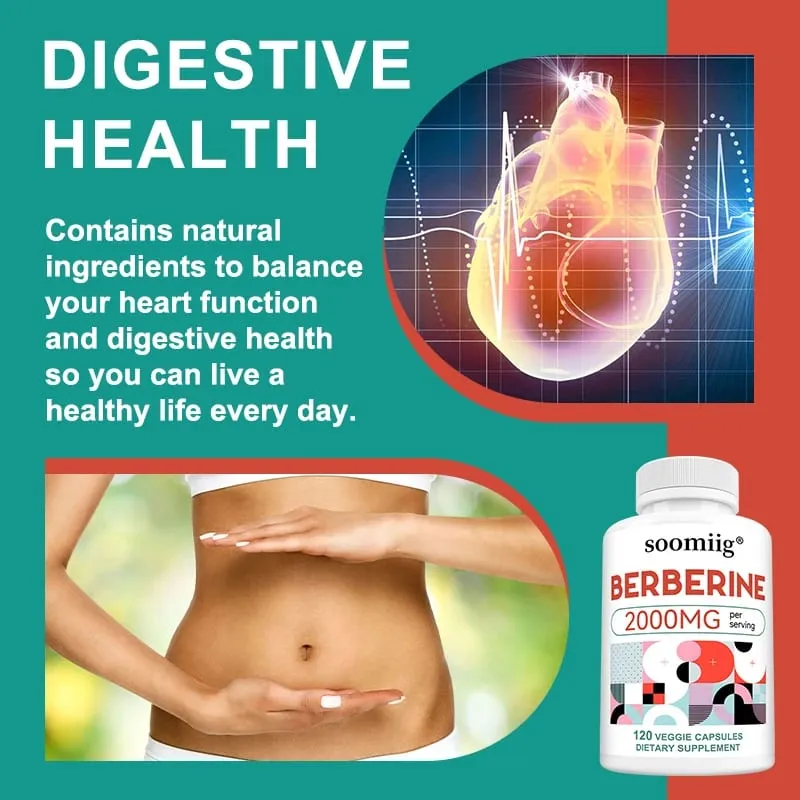 Berberine Capsules 2000mg Supports Heart Cardiovascular Health Digestion Liver Health Immunity & Metabolic Balance — image 2