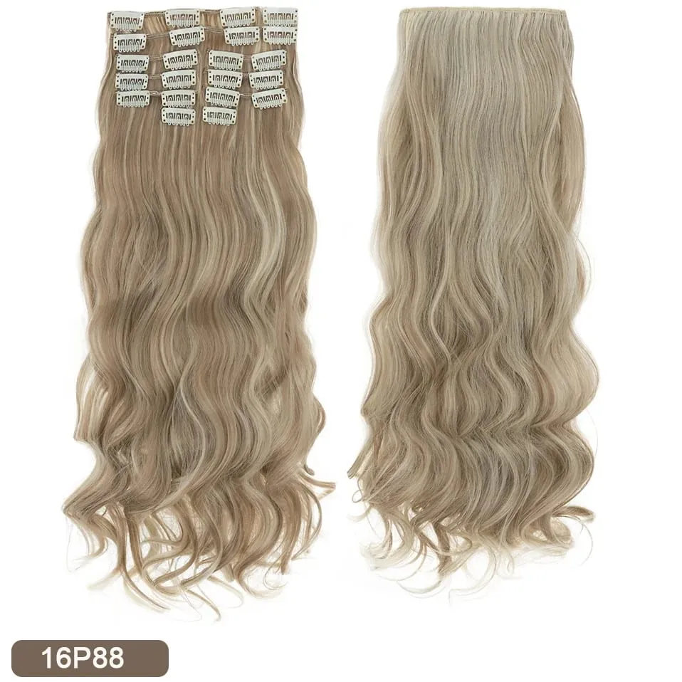 180g 12PCS Wavy Clip in Hair Extensions 22" Long Synthetic Thick Clip On Hair Extensions for Women Full Head Hairpiece — image 16
