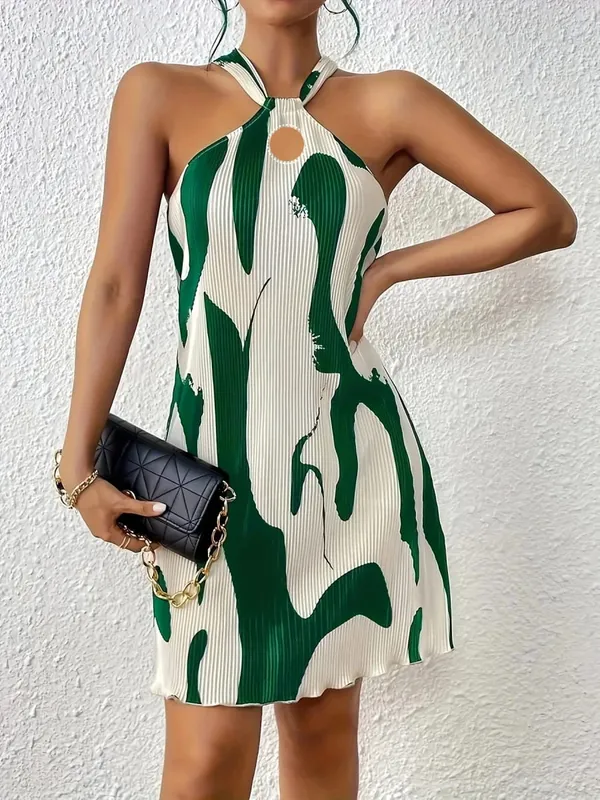 2026 New Spring and Summer Printed Sexy Off-shoulder Lace-up Loose Women's Dress Ladies