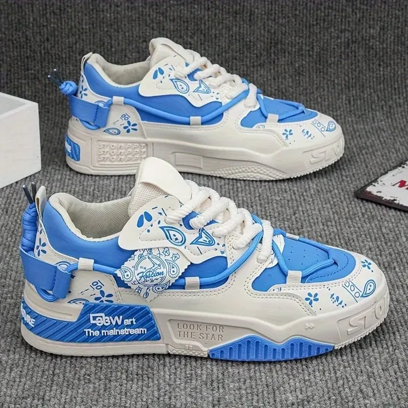 1 Pair of Men's Casual Sneakers Stylish and Comfortable Suitable for All Seasons Geometric Design Ideal for Outdoor Walking — image 5