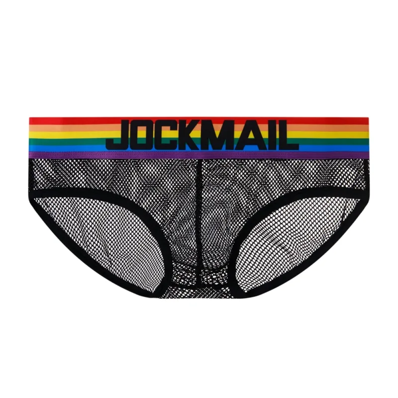 Jockmail Sexy Men's Underwear Briefs Cotton Low Rise Underpant Net yarn Lace, Breathable Summer Shorts calzoncillos hombre slip — image 42