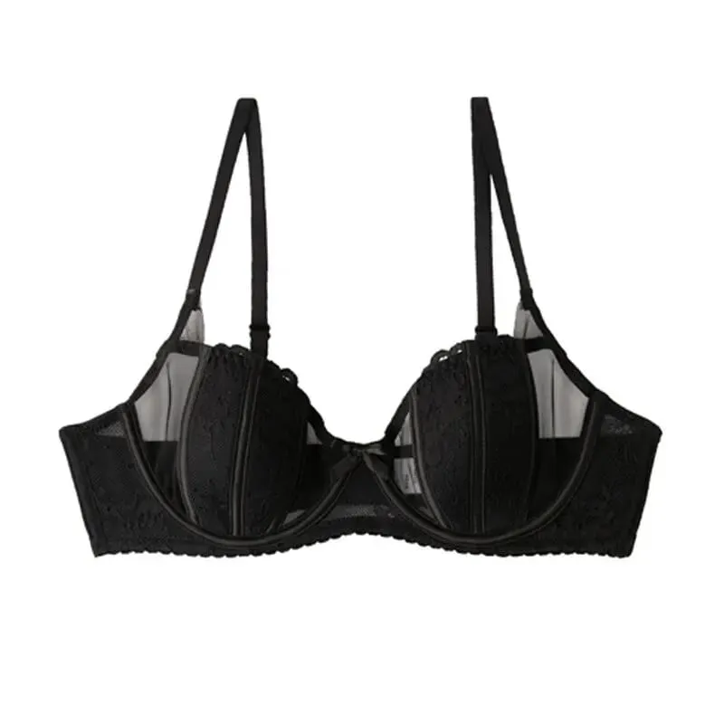Ensemble Lingerie Dentelle Française Brodée Bonnets Oreille De Lapin Fil Doux Push Up Respirable Amincissant Confort Élégant — image 8
