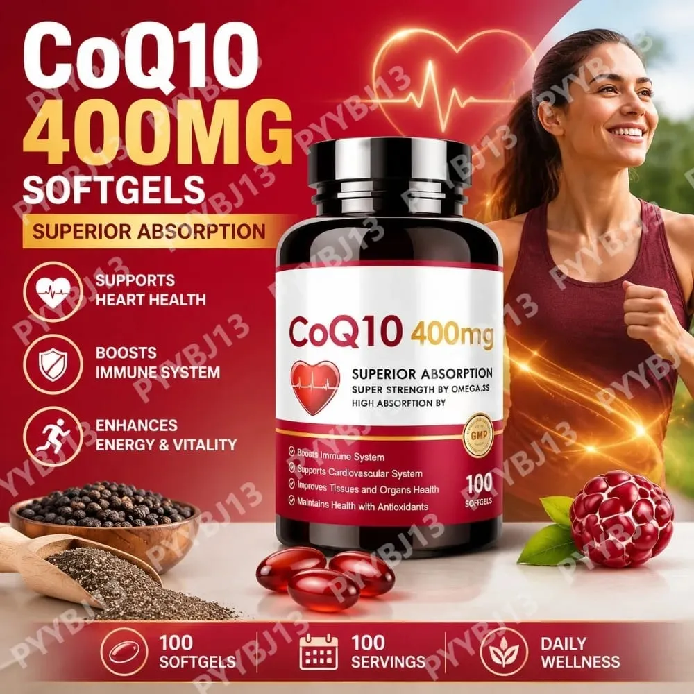 CoQ10 400mg Softgels with PQQ - High Absorption Coenzyme Q10 for Heart Health Energy & Immune Support Non-GMO Gluten Free 60ct — image 2