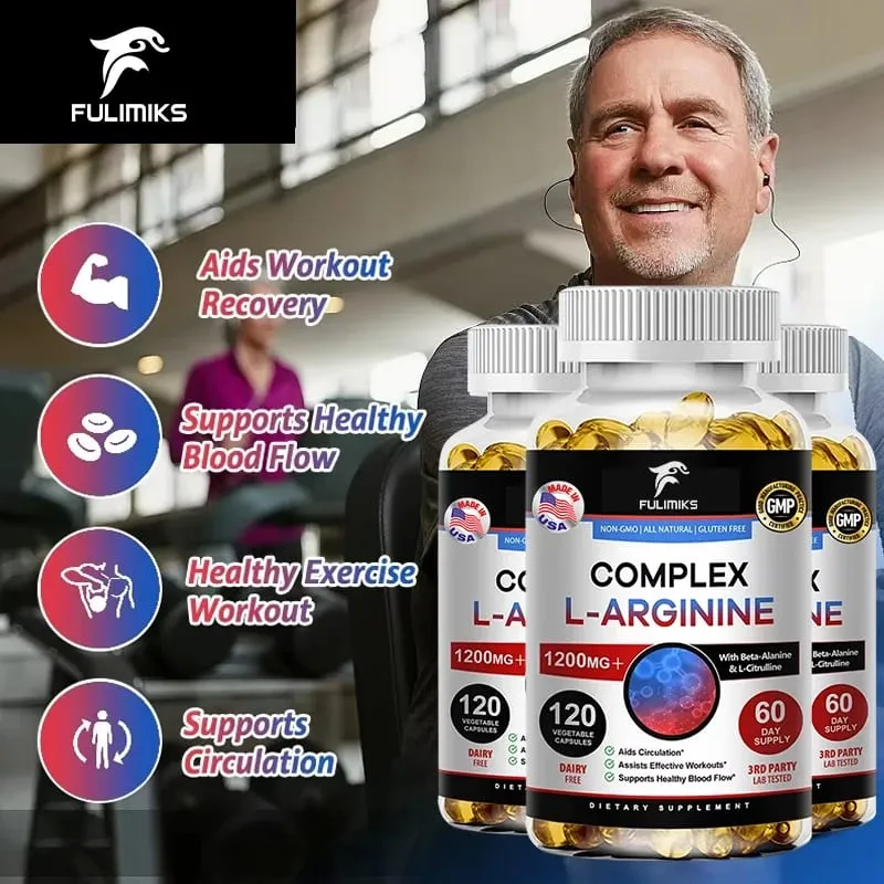 L-Arginine Nitric Oxide Supplement Helps Build Muscle and Supports Blood Flow Circulation Nutrient Delivery and Pumping