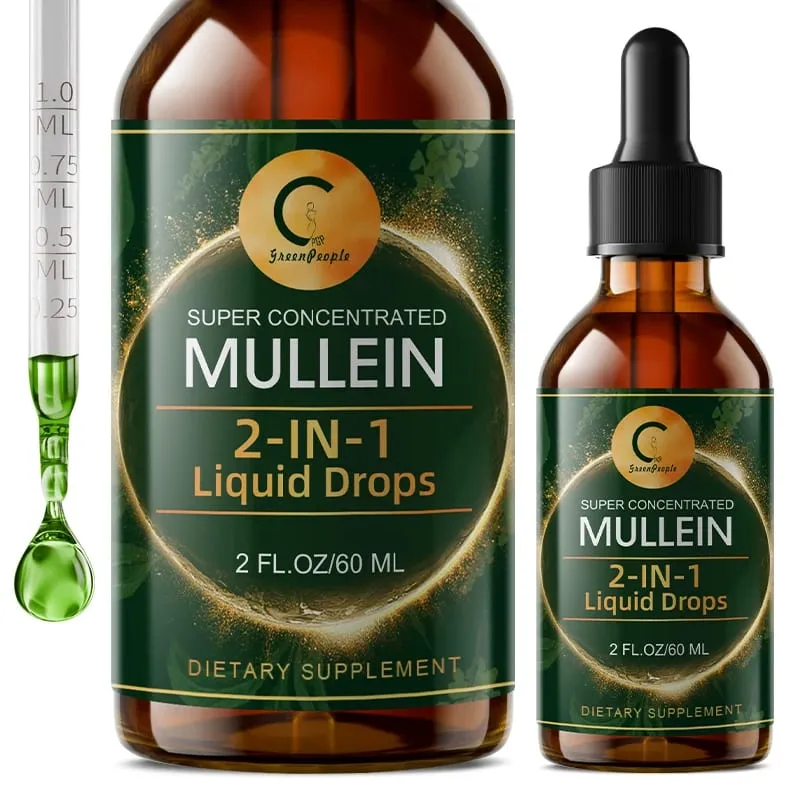 Mullein Drops for Lungs - Organic Liquid - Mullein Leaf Extract Supplement -- Lung & Bronchial Cleanse