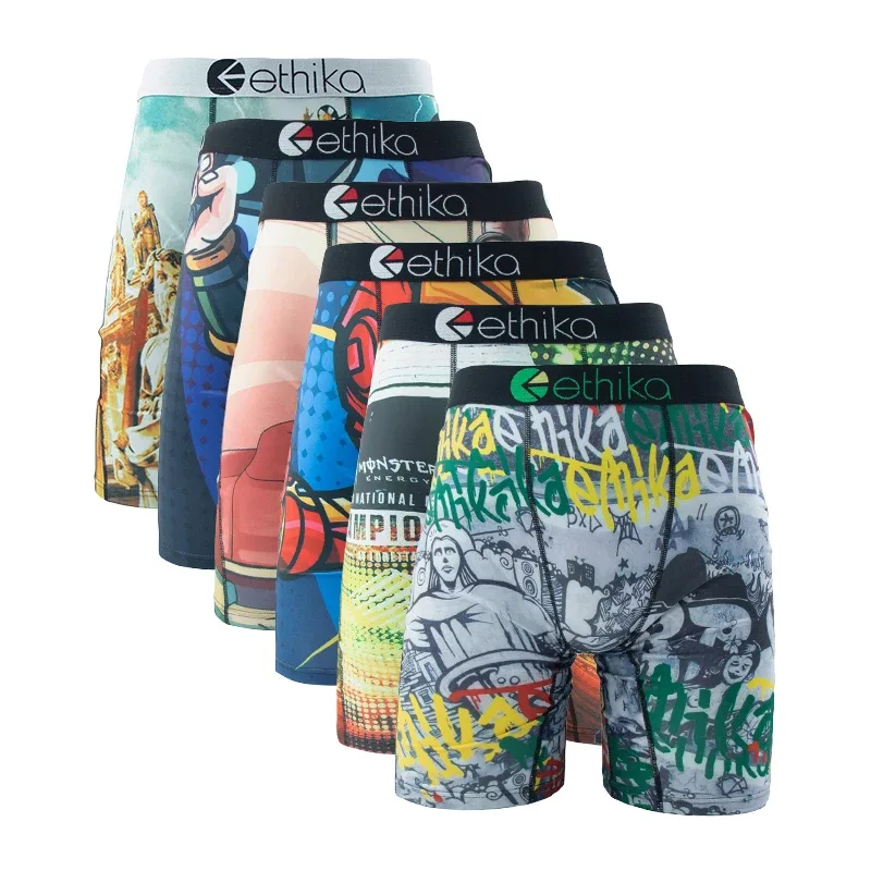 6Pcs Men Underwear Boxers Breathable Mesh Crotch Man Swimming Underpants Plus Size Mens Panties Trunks Men's Boxer Briefs