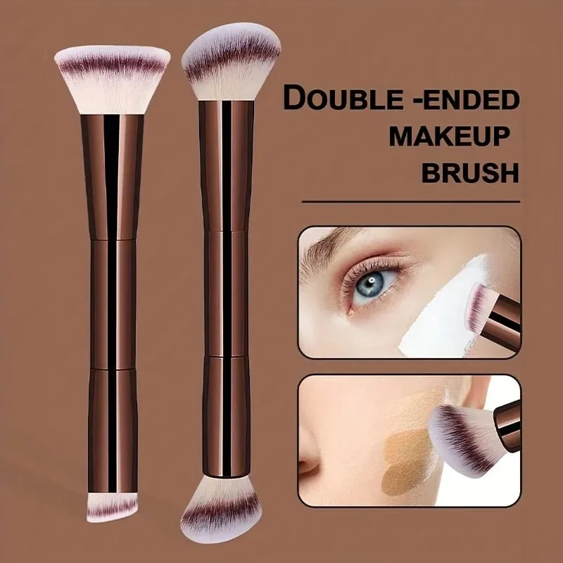 2pcs Professional Aluminum Tube Makeup Brush Set Soft Foundation Brush Blush Brush Powder Brush Concealer Brush Contour Bru