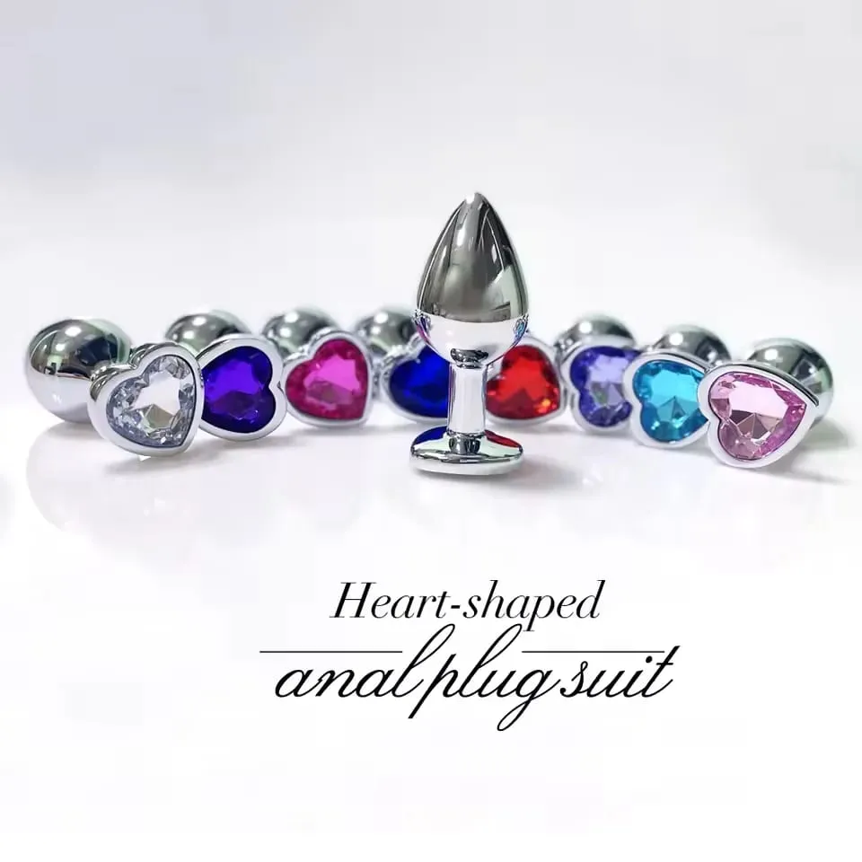 3 Sizes Metal Anal Plug Heart Base Butt Plug for Adults Women Men Couples Stainless Steel S/M/L Diamond Masturbator Sex Toys 18+ — image 3