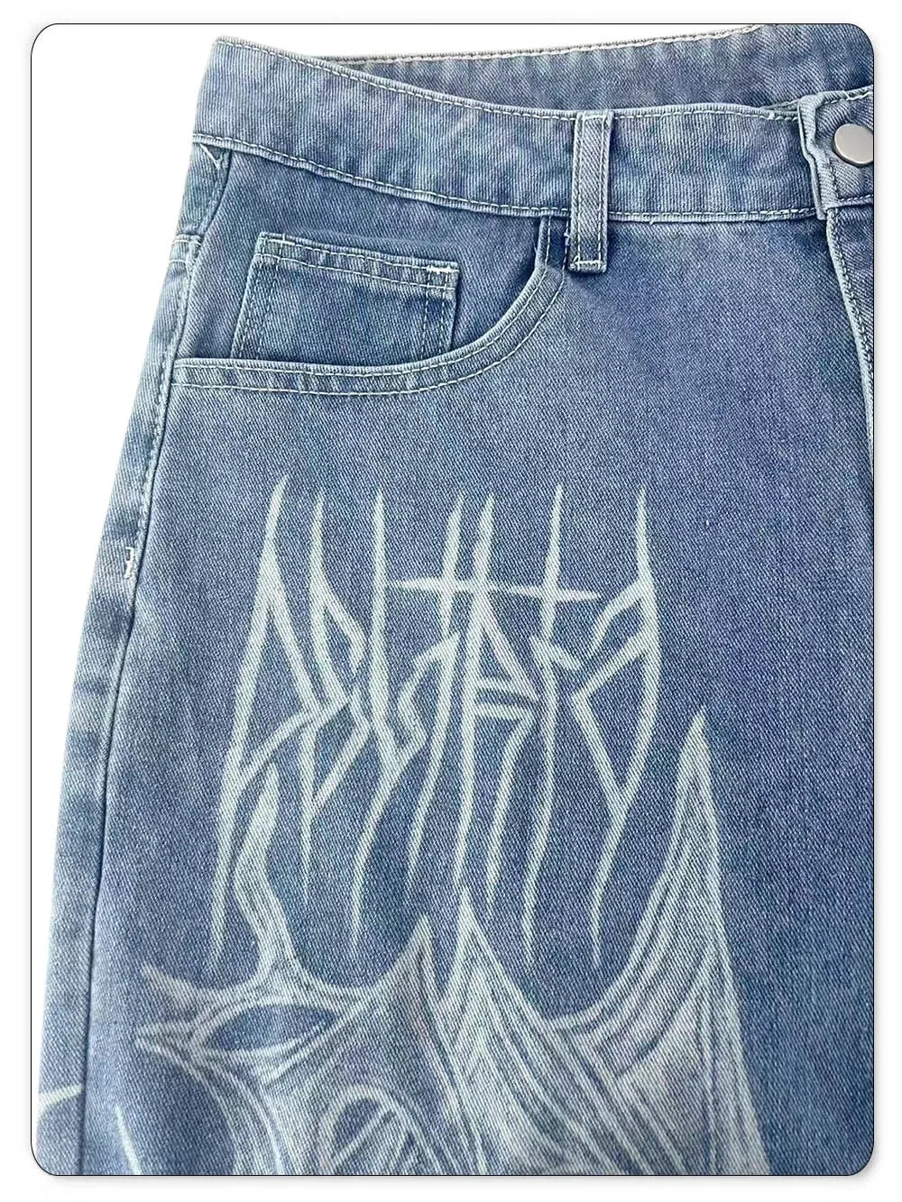 Ανδρικά casual σπιράλ γκράφιτι με στάμπα Hip Hop Oversized φαρδύ τζιν με φαρδύ πόδι Trendy Casual Slop Lazy Street Daily Denim Παντελόνι — image 8