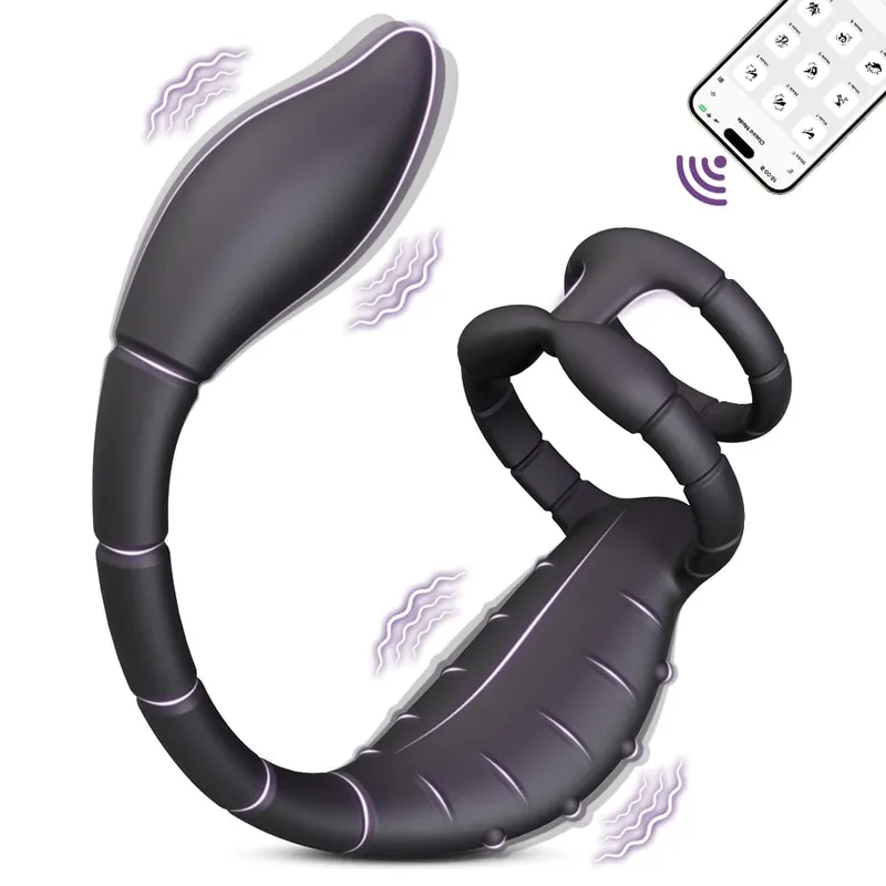 Plug anal avec contrôle par application, anneau pénien, masseur de prostate vibrant pour hommes débutants, vibrateur anal, plug anal pour jouet sexuel gay pour hommes de 18 ans et plus — image 10