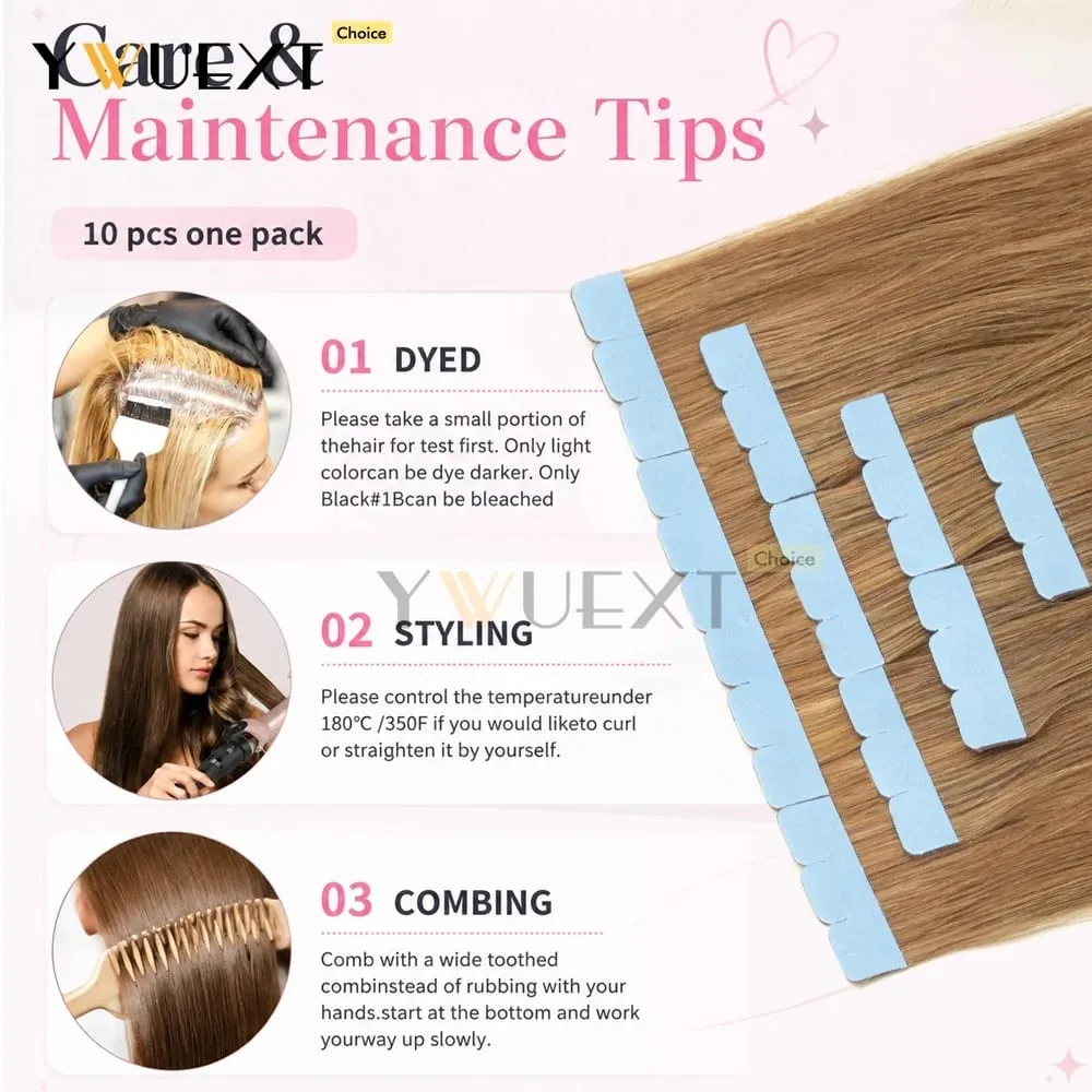 Mini Tape in Human Hair Extensions Natural Straight For Women 12inch-20inch 12.5g-20g Easy to Wear 10pcs/pack Salon Quality — image 7