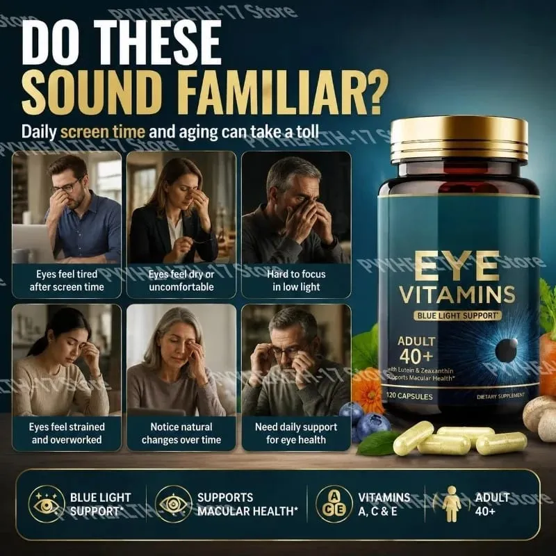 Eye Vitamins Capsules Blue Light Support with Lutein & Zeaxanthin for 40+ Macular Health Support for Men Women 120 Capsules