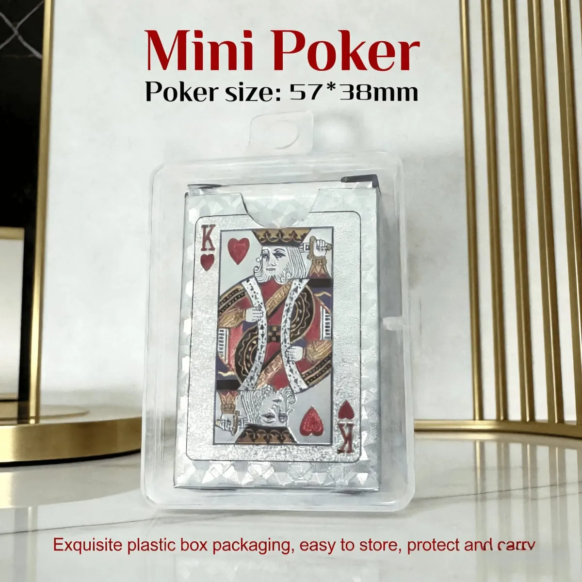 Waterproof PVC Cards Mini Poker Set Gold Foil Playing Cards Pet-Themed Poker Black Luxury Cards Men's Gift Idea Party Game — image 3