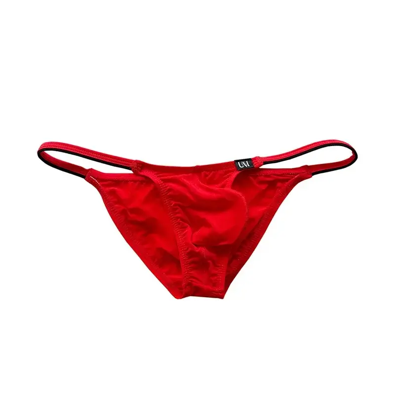 New Arrival Men's Ice Silk Briefs Color Block Low-rise Thin Sexy Underwear — image 5