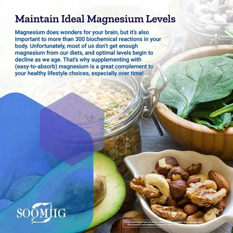 Soomiig Magnesium L-Threonate - Promotes Brain Health Enhances Memory Concentration & Cognition Boosts Nerve Energy — image 6