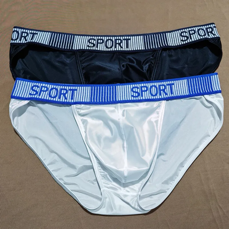 Slip à fourche haute pour hommes, taille moyenne, élastique, respirant, convexe en U, sous-vêtements en soie glacée, short soyeux à ajustement serré — image 3