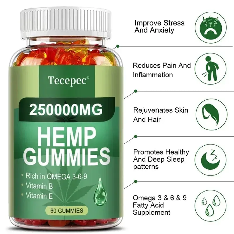 Enthält Omega-3-6-9-Vitamin-B-E-Gummis – Stressabbau, Schlaf, Stimmung, Haut, Nägel, Fokus, Gelenkunterstützung, gentechnikfreie Ergänzung — image 2