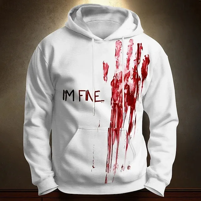 Halloween Blood Printed Hoodies letter pattern3D Print Hooded Pullover Sweatshirt Fashion Hoodie Streetwear Long Sleeve Tops — image 3