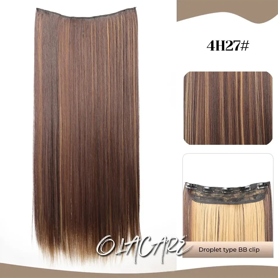 Synthetic Wig 5 Clip One Piece Invisible Hair Extensions Long Straight 24Inch Heat Resistant Hairpiece for Women — image 13