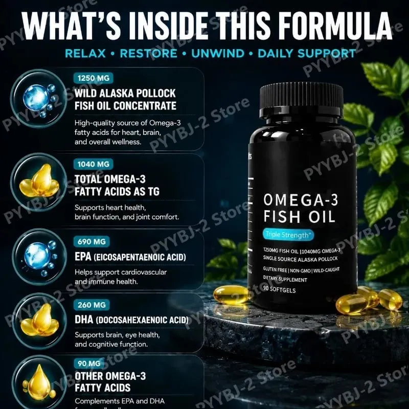 Omega-3 Fish Oil Softgels 90 Capsules Rich in High-purity Nutritional Supplement — 690mg EPA and 260mg DHA Daily Health Support — image 3